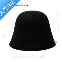 SUNTEK呢网红渔夫帽女秋冬百搭复古日系盆栽帽钟型遮脸大头围水桶帽