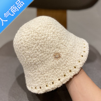 SUNTEK渔夫帽子女秋冬柳钉水钻加厚保暖羊羔绒盆帽韩版百搭显脸小水桶帽
