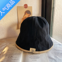 SUNTEK黑色薄款双面戴渔夫帽子女早春秋夏季百搭遮脸大头围水桶盆帽防晒