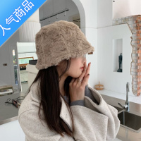 SUNTEK软fufu不规则自然卷韩版仿绒皮草渔夫帽女秋冬百搭保暖水桶帽
