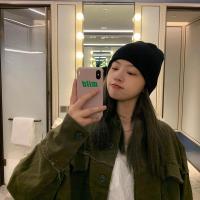 SUNTEK毛线帽女秋冬色百搭针织帽韩版潮护耳冷帽保暖蓝色瓜皮帽