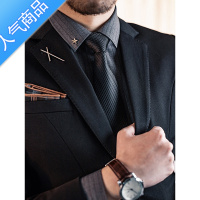 SUNTEK领带男正装拉链式男士商务职业蓝黑色手打懒人西装免打结潮送礼盒