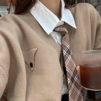 SUNTEK单拍不发]林诗琦 NICKIDAILY 复古菱格纹深棕棉质领带