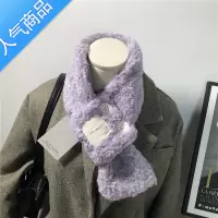 SUNTEK 冬季新款羊羔毛纽扣交叉围脖女时尚保暖加厚百搭毛绒围巾潮