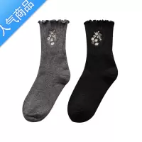 SUNTEK花边厚袜子女秋冬袜中筒袜堆堆袜加绒加厚保暖可爱长筒袜