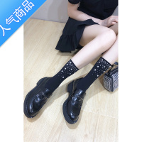 SUNTEK带钻袜子夏季中筒ins潮薄款堆堆袜袜 水晶钻小腿袜黑白色