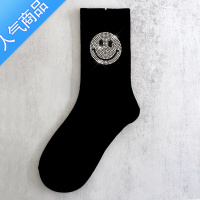 SUNTEK 春秋冬棉袜闪亮重工水钻笑脸黑色白色堆堆袜中筒长袜子女潮