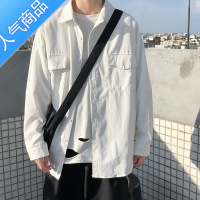 SUNTEK基础款工装衬衫男长袖秋季港风日系潮流寸衫胖子大码宽松衬衣外套