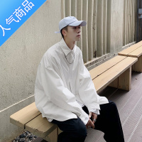 SUNTEK2021秋季新款色衬衣男潮牌ins港风宽松长袖衬衫男痞帅百搭外套