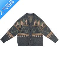 SUNTEK 日系秋冬季V领针织衫撞色收口线衫外套潮牌开衫毛衣男士