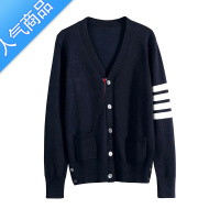 SUNTEK 秋季TB开衫针织毛衣薄外套加大码条纹修身男女情侣装潮