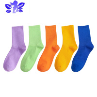 Ideamini 彩色袜子女中筒袜春秋ins潮夏季薄款黑色白色长筒长袜女夏天袜子