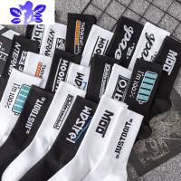 Ideamini 诸暨袜子字母长袜运动袜中筒袜男女篮球ins潮白色长筒袜袜子