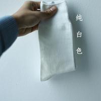 Ideamini 无骨薄款 平纹复古有机棉白色简约中筒长袜 韩国米色基础款袜子