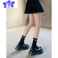 Ideamini AY To films 重工钉珠珍珠小腿袜网红暗黑风黑白色竖条棉质短袜女袜子