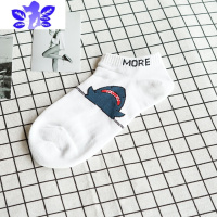 Ideamini 韩国INS原宿港风日系潮牌鲨鱼字母棉短袜子 男女情侣街头滑板短袜袜子