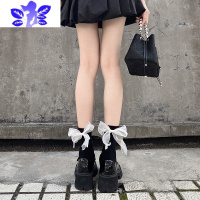 Ideamini 猛男之袜洛丽塔袜子女日系蕾丝蝴蝶结短袜中筒小腿春jk袜子