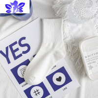 Ideamini 春夏薄款杨幂同款白色简约百搭学院风JK运动日系少女卷边棉短袜女袜子