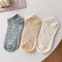 Ideamini春天的小熊~ 可爱短袜 ins简约船袜纯色卡通夏季薄浅口女短筒袜子袜子