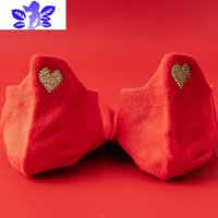 Ideamini红袜子本命年虎红色短袜浅口船袜新年男女结婚情侣一对大红袜袜子