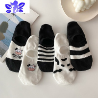 Ideamini黑白奶牛袜子女短袜浅口ins潮夏季薄款可爱日系网红低帮隐形船袜袜子