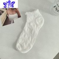 Ideamini樊樊 白色短袜女夏季薄款透气船袜JK日系泡泡口花边袜子女ins袜子