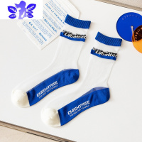 IdeaminiSSWEATSHOP 22新款春夏袜子女中筒袜玻璃丝袜克莱因蓝可爱透气袜袜子