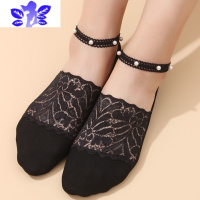 Ideamini船袜女深口珍珠女袜子珍珠船袜夏季薄款百搭蕾丝棉女船袜隐形袜子袜子