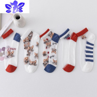 Ideamini玻璃丝水晶丝袜女夏季薄款ins潮日系猫咪可爱棉底防滑春秋款短袜袜子