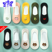 Ideamini船袜女隐形硅胶防滑棉袜夏季薄款卡通可爱小熊日系浅口短袜ins潮袜子