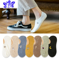 Ideamini袜子女船袜春夏季薄款可爱卡通刺绣少女硅胶防滑浅口隐形短袜袜子