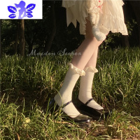 Ideamini恋爱少女研究所白色蕾丝袜子jk堆堆袜中筒袜夏天日系木耳花边长袜袜子