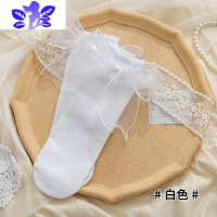Ideamini蝴蝶结袜子可爱送男友猛男白色蕾丝花边丝带女中筒ins潮春秋款jk袜子