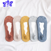 Ideamini蕾丝船袜夏季薄款棉底隐形袜硅胶防滑低帮浅口袜子女配单鞋不掉跟袜子