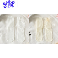 Ideamini猛男之袜白色袜子女蝴蝶结蕾丝花边中筒公主袜日系可爱仙女送男友袜子