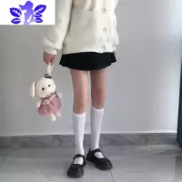 Ideaminijk女中筒袜夏季薄款过膝瘦腿中筒小腿制服丝袜黑色长筒袜