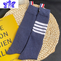 Ideamini条纹春秋款女中筒jk小腿袜长筒ins潮棉袜四杠半筒丝袜