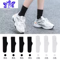 Ideamini堆堆袜女夏季薄款中筒长款日系黑白色春秋天小腿冰冰袜潮丝袜