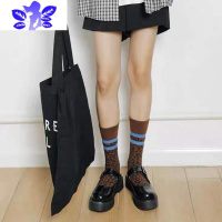 Ideamini韩国豹纹ins潮袜小红书带杠豹纹中筒袜男女小腿袜高腰长袜堆堆袜袜子