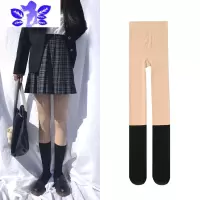 Ideamini秋冬拼接假高筒连裤袜加绒外穿打底裤女jk过膝小腿光腿丝薄款丝袜