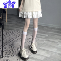 Ideaminijk学院风黑白色短中长筒小腿丝女春夏季超薄透气款ins潮显瘦丝袜