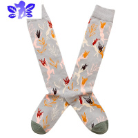 Ideamini长女ins潮款秋冬小腿袜秋季日系艺术图案及膝高筒袜长筒丝袜