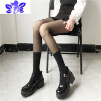 Ideamini黑丝袜女薄款夏季黑色中筒拼接连裤ins潮春秋长筒JK假小腿袜