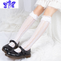 Ideamini镂空白色蕾丝袜中短筒堆堆袜洛丽塔公主蝴蝶结女薄款小腿花边