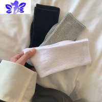 Ideamini粉色小腿袜女春秋春秋薄款中筒及膝长高筒玫红ins潮运动跑步丝袜