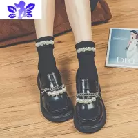 Ideamini珍珠女复古ins潮袜仙女洛丽塔中筒jk小腿袜黑白色玛丽珍鞋袜丝袜
