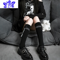 Ideamini袜子女ins潮小腿袜jk春秋季韩版个性挂件瘦腿黑色中筒袜长袜袜子