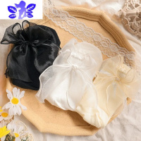 Ideamini蝴蝶结袜子女仙气后跟猛男送男朋友蕾丝可爱日系白色春秋款中筒袜袜子