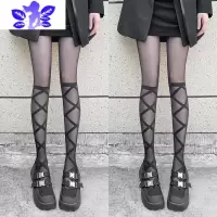 Ideamini拼接丝袜女薄款春秋黑色夏季假两件jk小腿袜过膝假中筒性感连裤袜