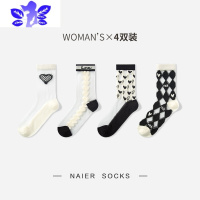 Ideamini水晶冰丝袜女夏季超薄可爱日系底黑白色中筒袜学院风短袜袜子